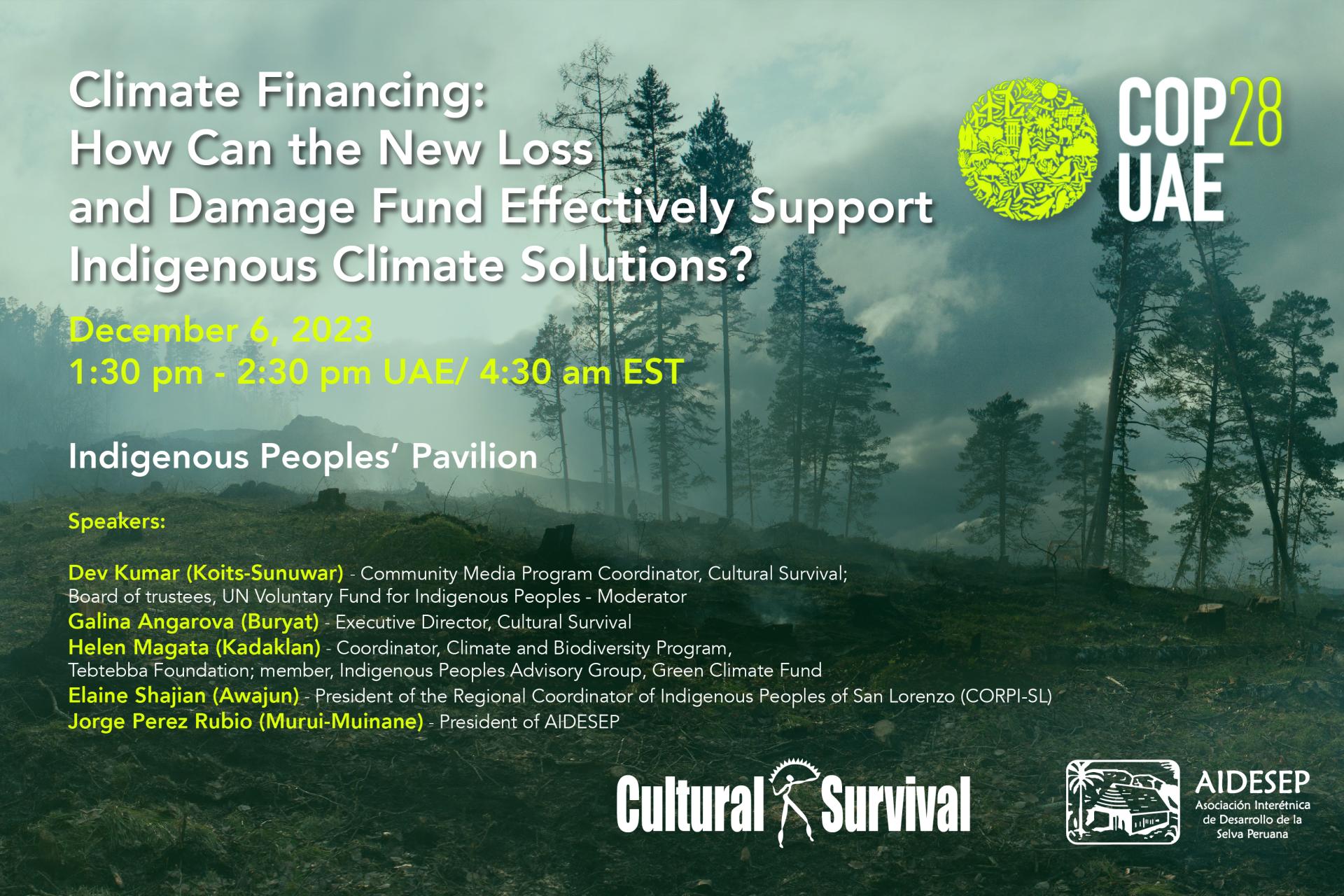 Cultural Survival Is Headed to COP28! | Cultural Survival