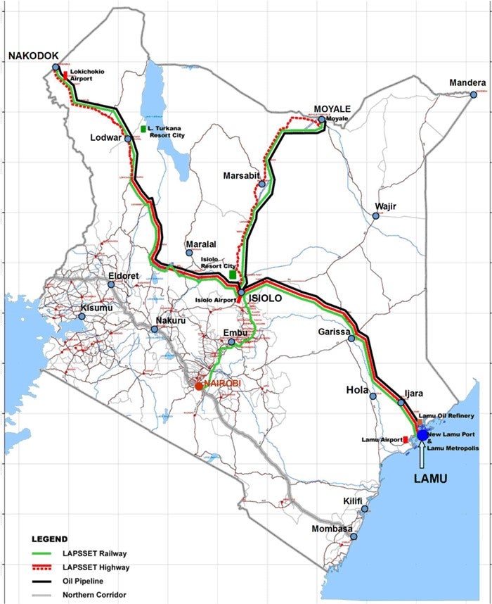 Map of LAPSETT oil pipeline across Kenya