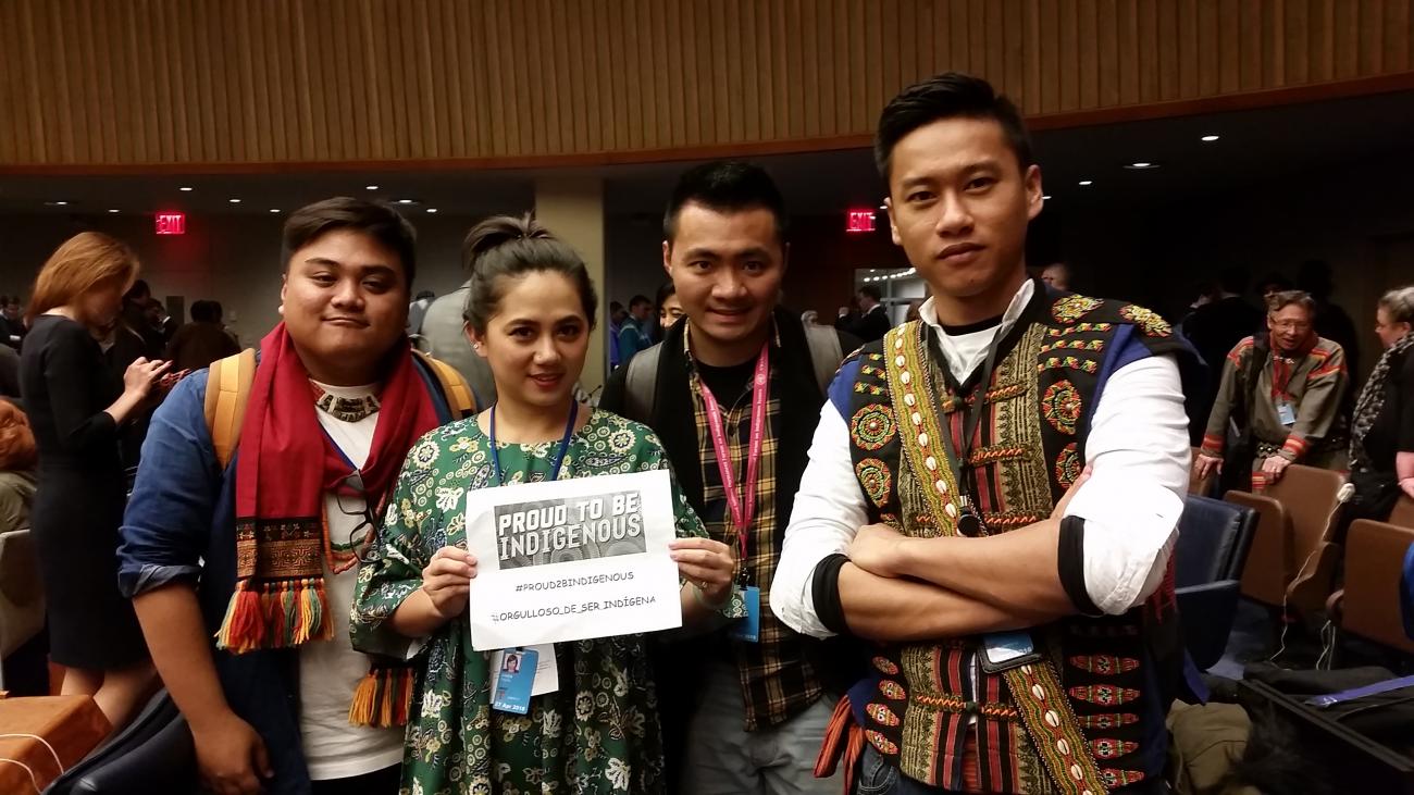 Indigenous youth show their pride at the 17th session of the UN Permanent Forum on Indigenous Issues in April.