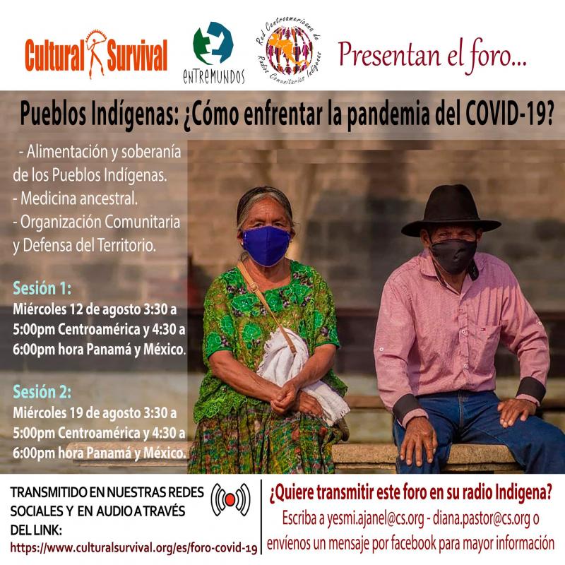 Fotografía de una mujer con un vestido verde con una máscara azul y un hombre con una camisa rosa con una máscara negra.